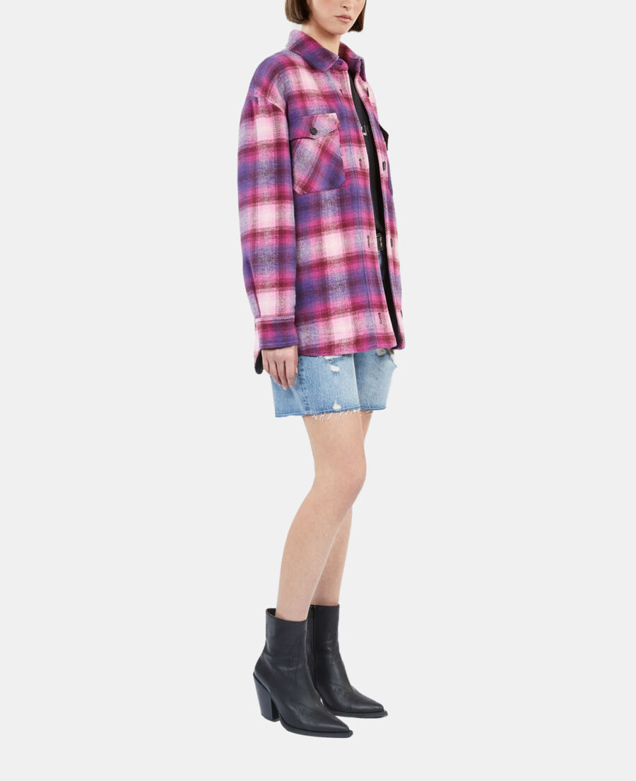 The Kooples F BABY PINK / CASSIS checked overshirt style jacket