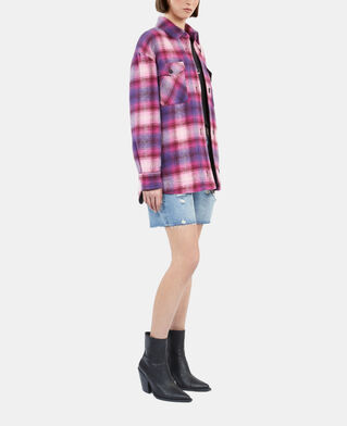 The Kooples F BABY PINK / CASSIS checked overshirt style jacket