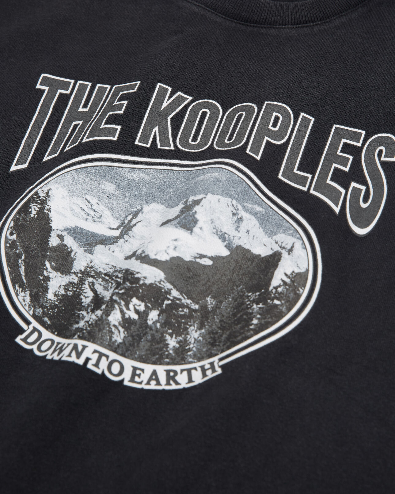 The Kooples MEN BLACK WASHED gray cotton t-shirt printed mountain logo