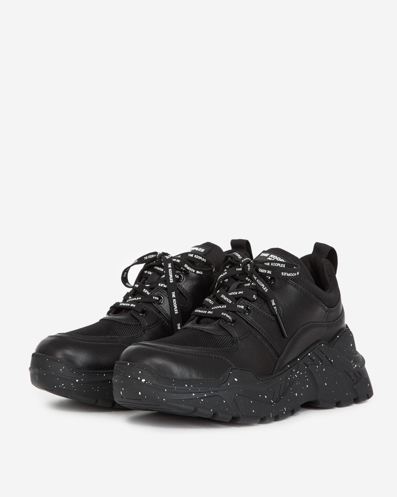 Baskets Noires The Kooples Chaussures Femme Baskets Noires Semelle  Mouchetée The Kooples