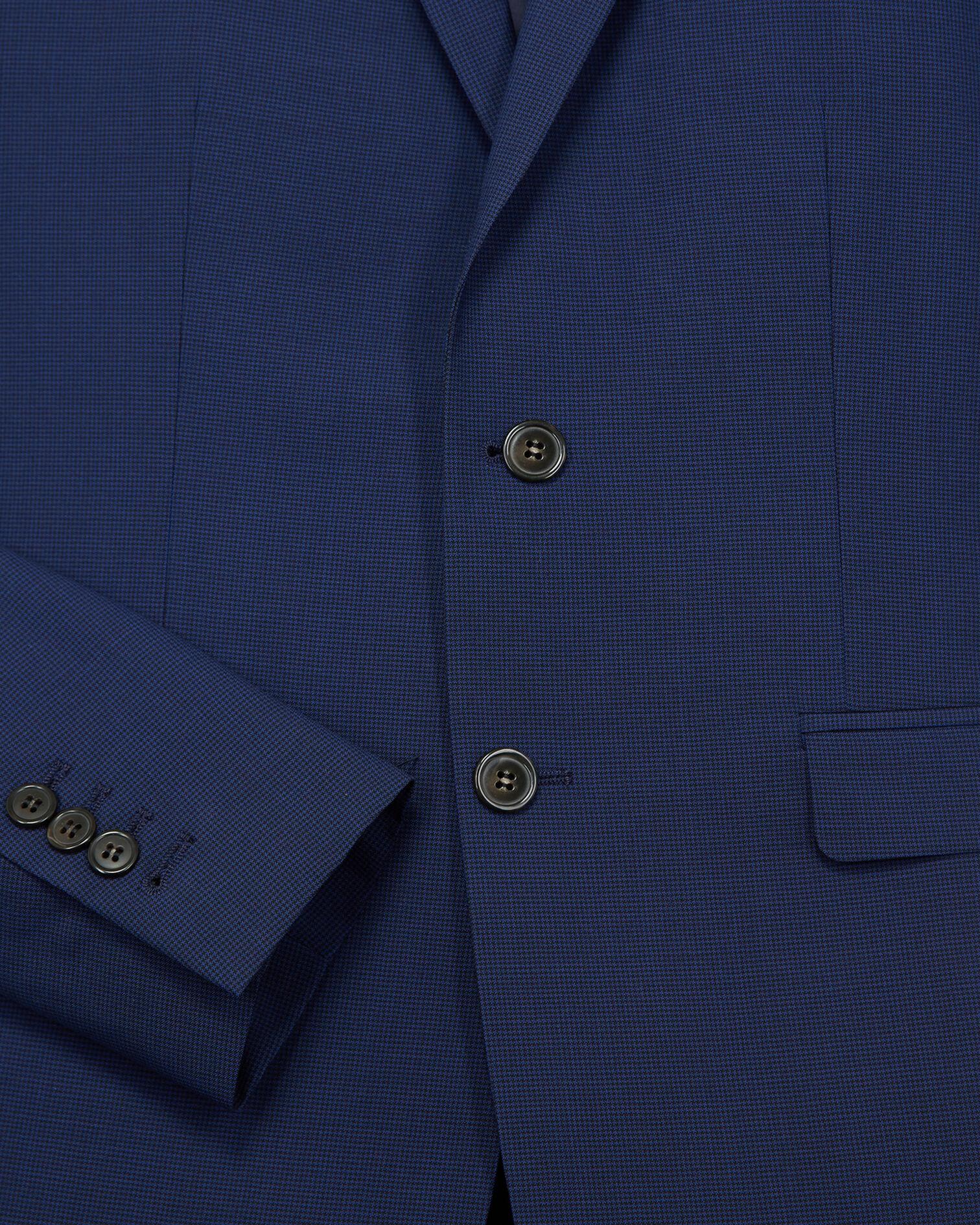 Slim-fit, dark blue wool suit jacket with houndstooth motif, BLACK BLUE, hi-res image number null