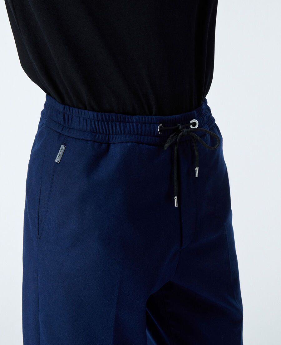 pantalon laine bleu à élastique