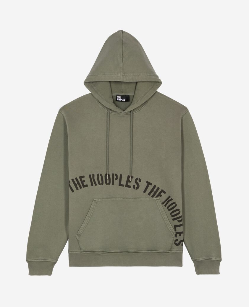 The Kooples MEN KAKI hooded sweatshirt with khaki screen print