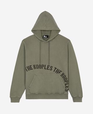 The Kooples MEN KAKI hooded sweatshirt with khaki screen print