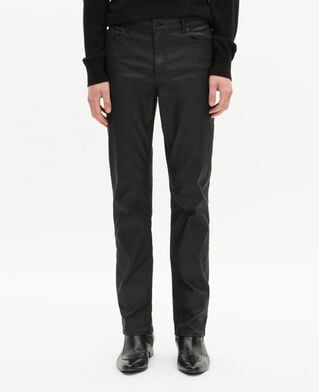 The Kooples HOMME BLACK pantalon slim en cuir noir