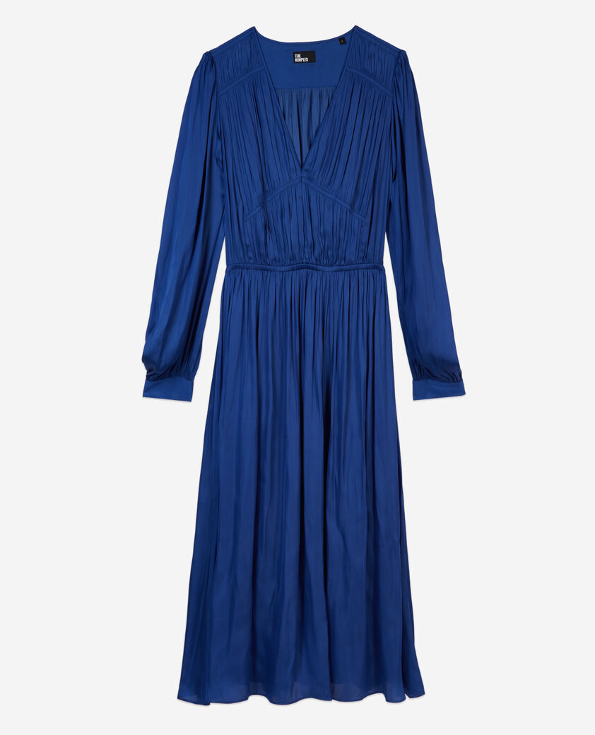The Kooples FEMME ROYAL BLUE robe longue plissée bleue