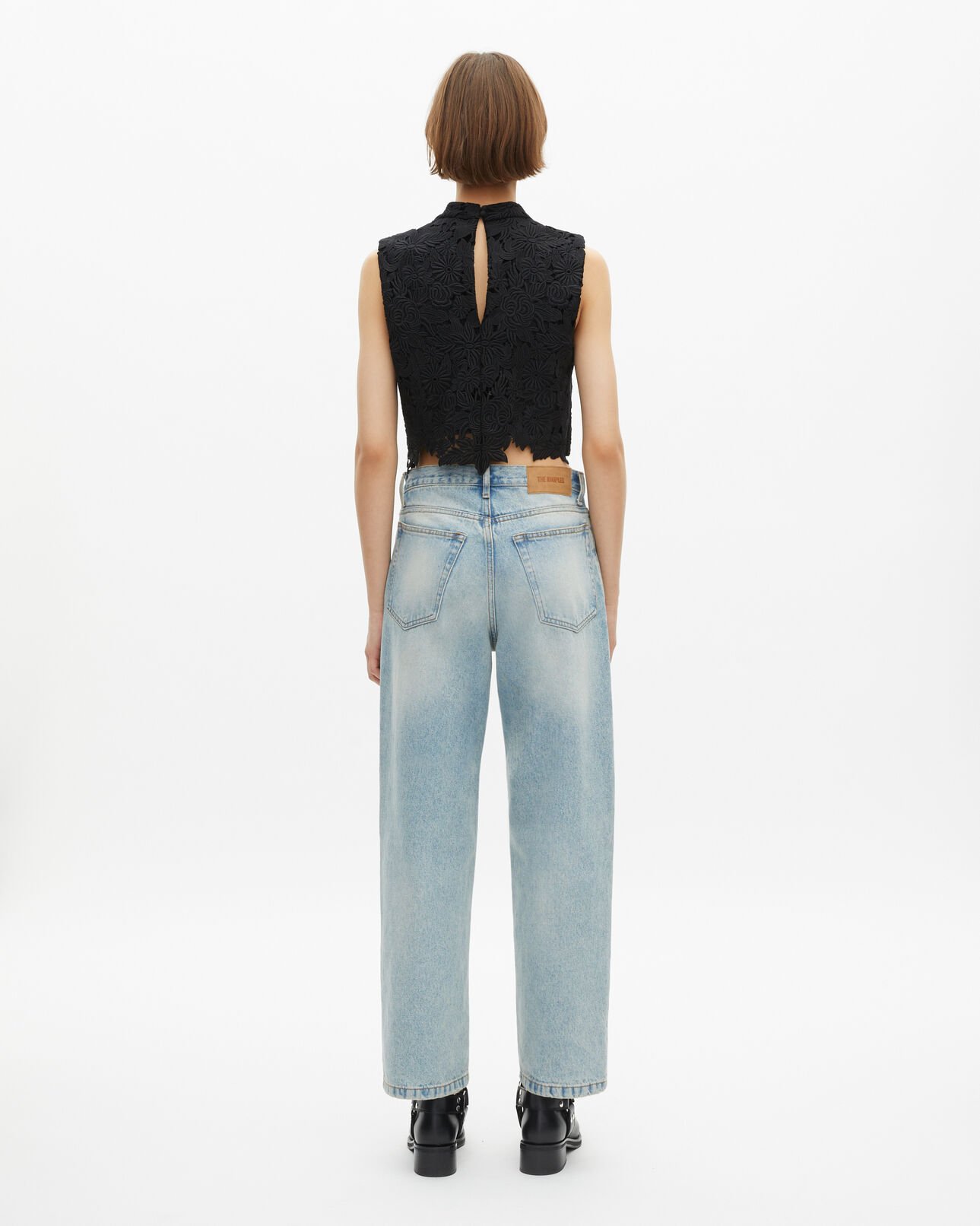 The Kooples WOMEN BLUE BLEACHED / NAVY light blue boyfriend jeans