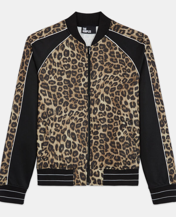 sweatshirt mit reißverschluss und leopardenmuster