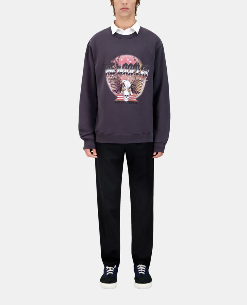 The Kooples MEN CARBONE carbon gray sweatshirt with rock eagle serigraphy