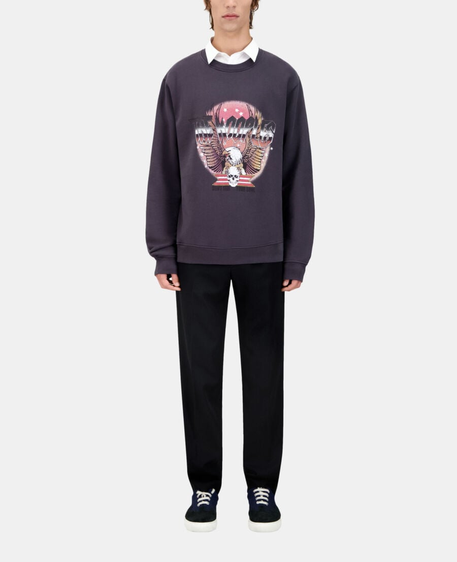 The Kooples MEN CARBONE carbon gray sweatshirt with rock eagle serigraphy