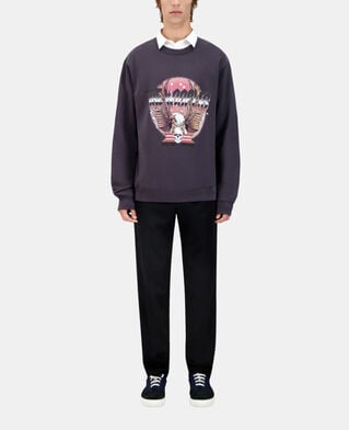 The Kooples MEN CARBONE carbon gray sweatshirt with rock eagle serigraphy
