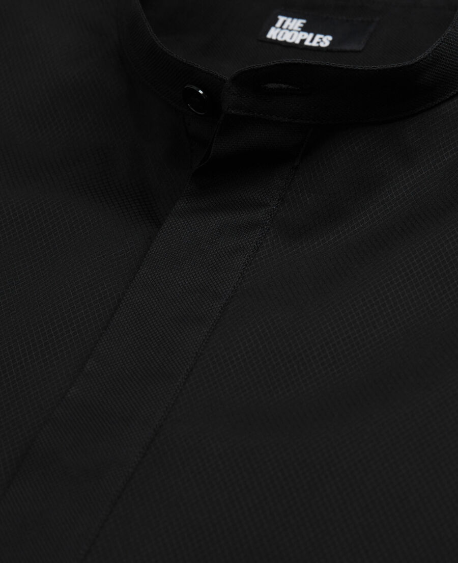 black cotton shirt with officer collar