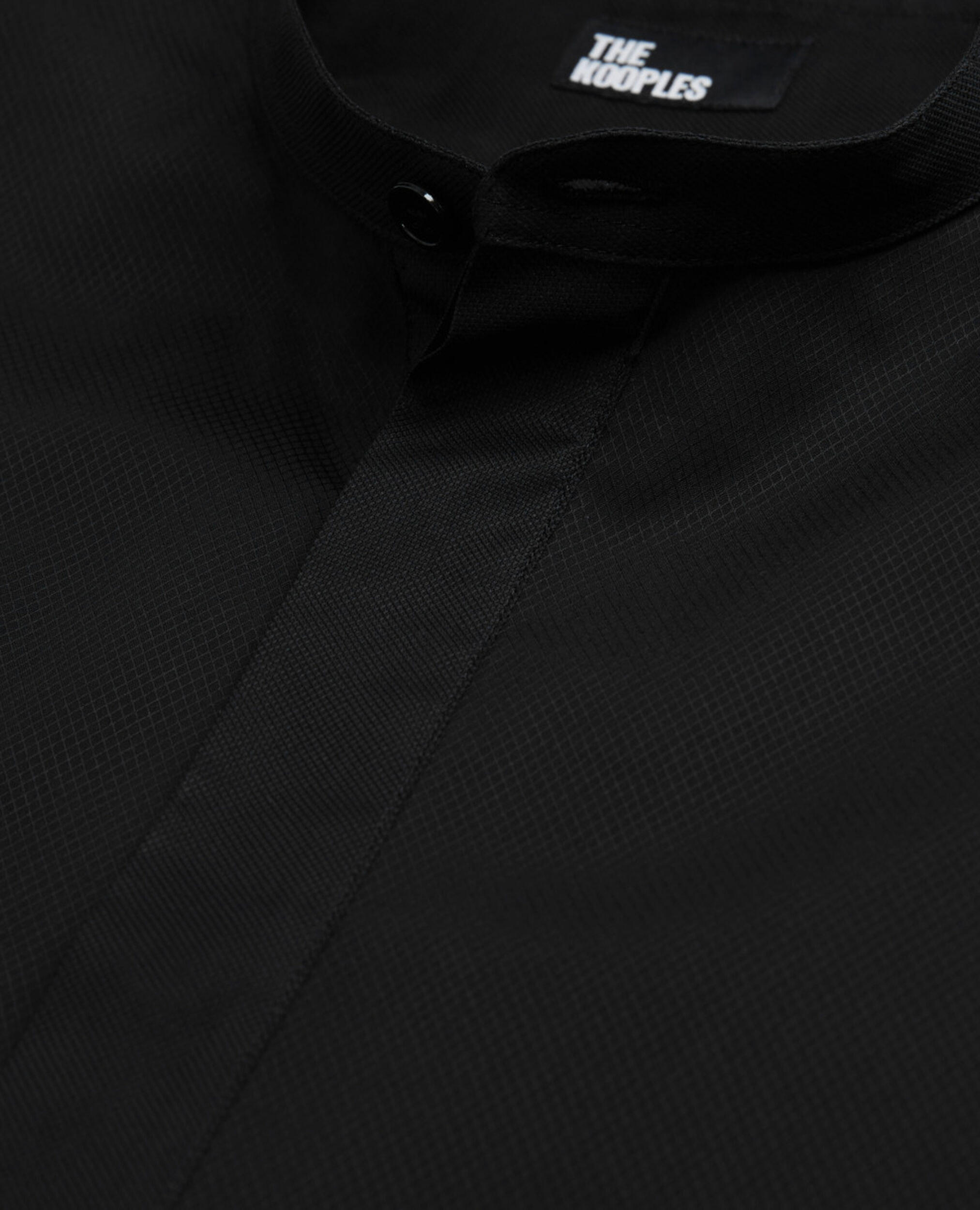 Black cotton shirt with officer collar, BLACK, hi-res image number null