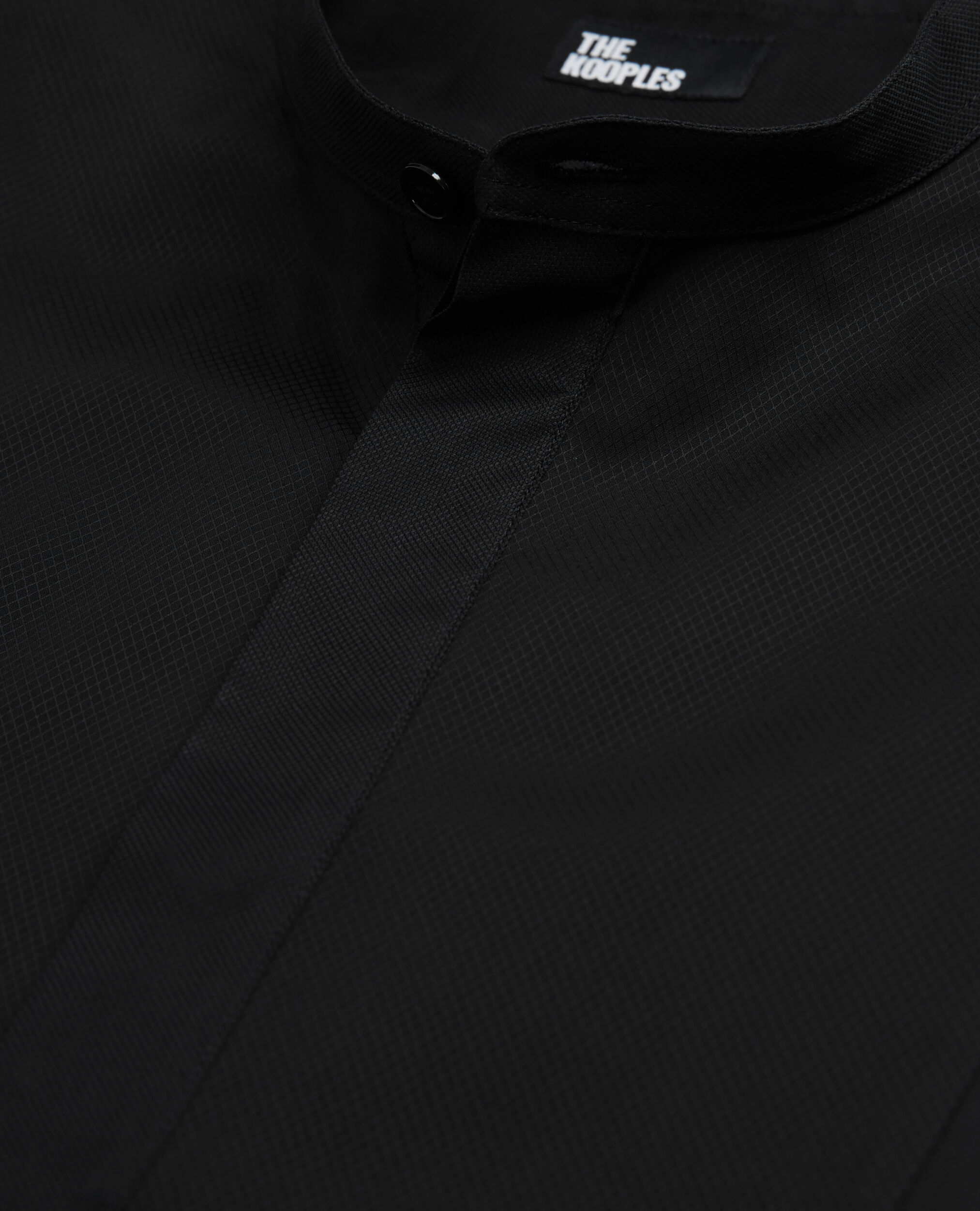 Black cotton shirt with officer collar, BLACK, hi-res image number null
