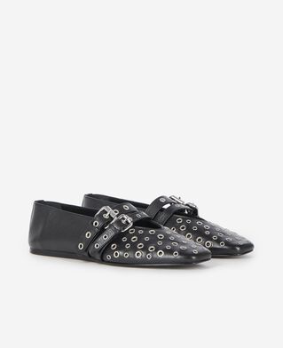 The Kooples WOMEN BLACK black leather studded ballet flats