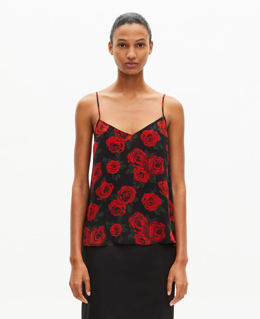 The Kooples F BLACK - RED red floral print camisole