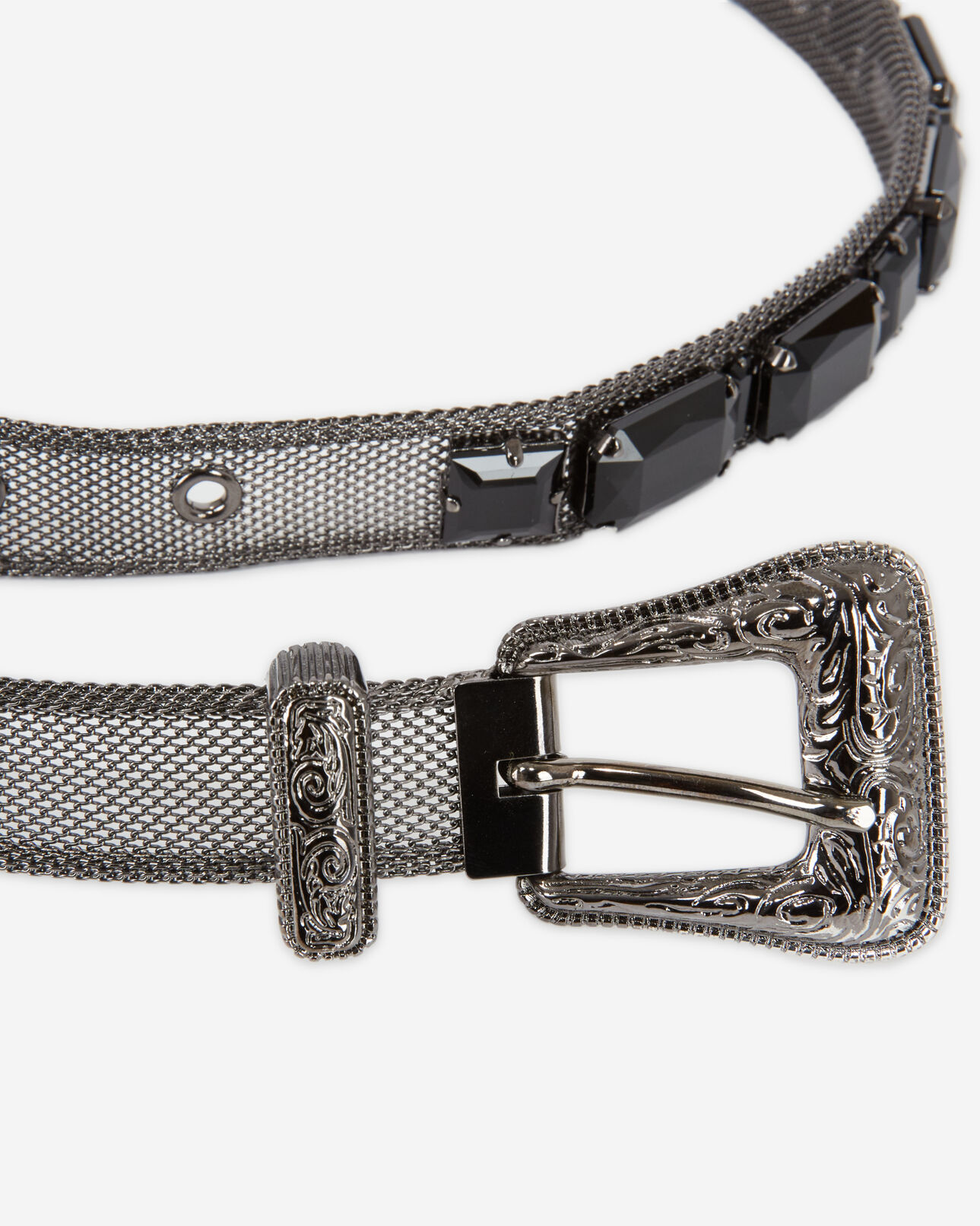 The Kooples FEMME BLACK ceinture avec bijoux noirs et boucle western