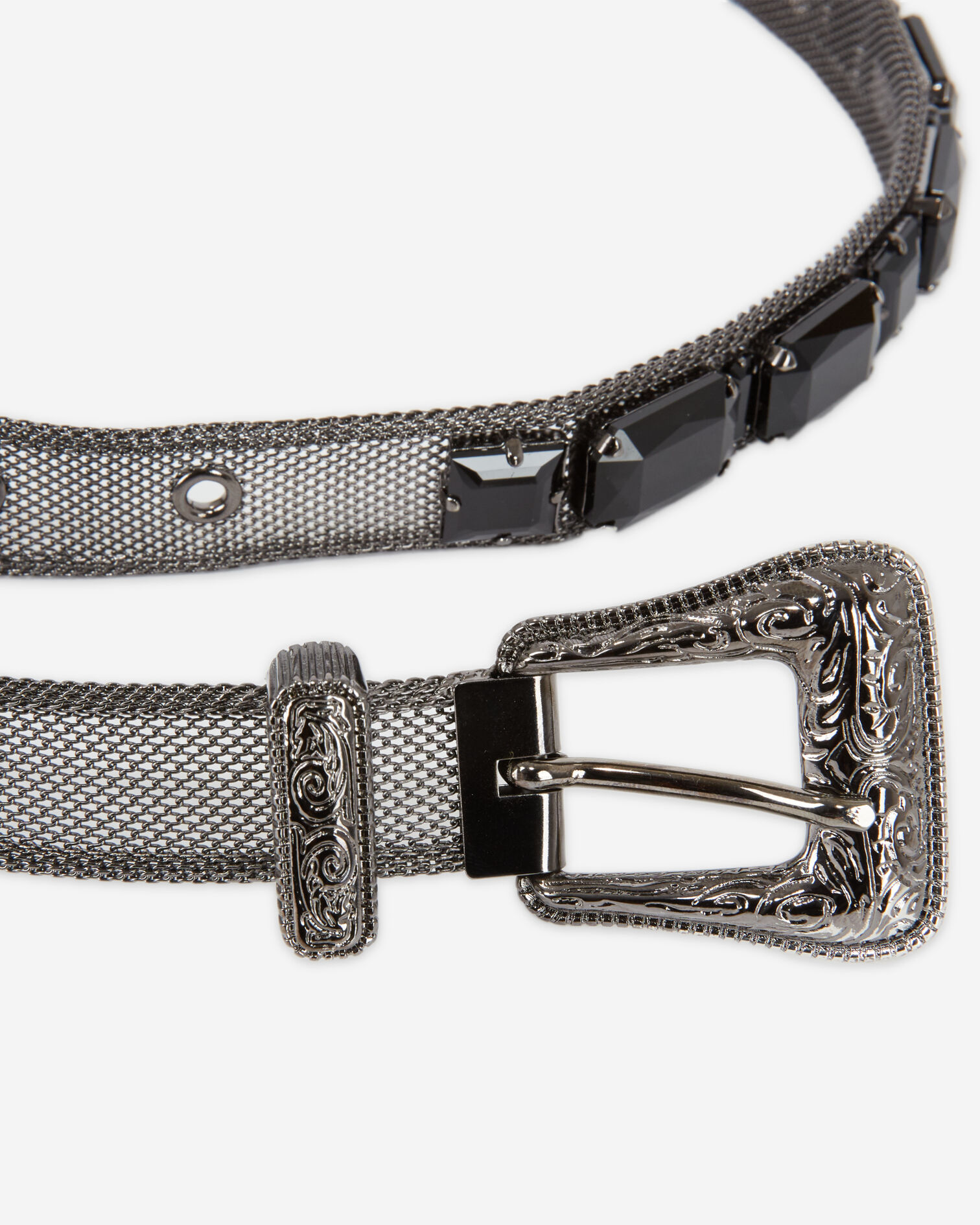 Ceinture avec bijoux noirs et boucle western, BLACK, hi-res image number null