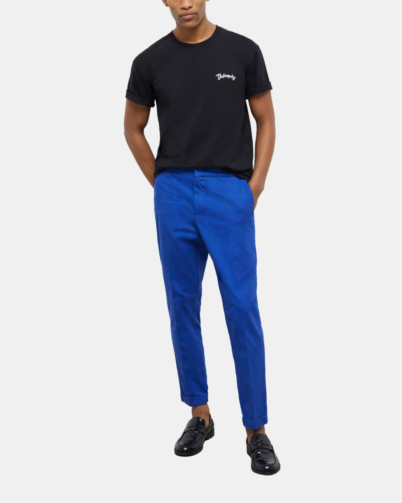 The Kooples HOMME BLUE pantalon bleu en coton