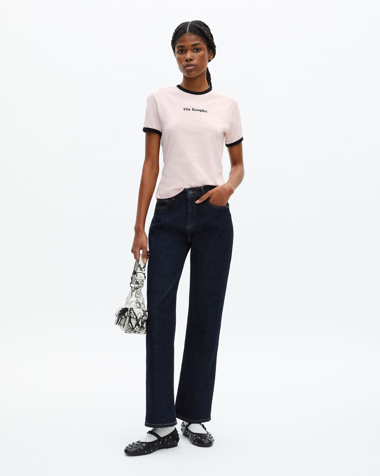 The Kooples WOMEN LILA women's pale pink screen-printed t-shirt