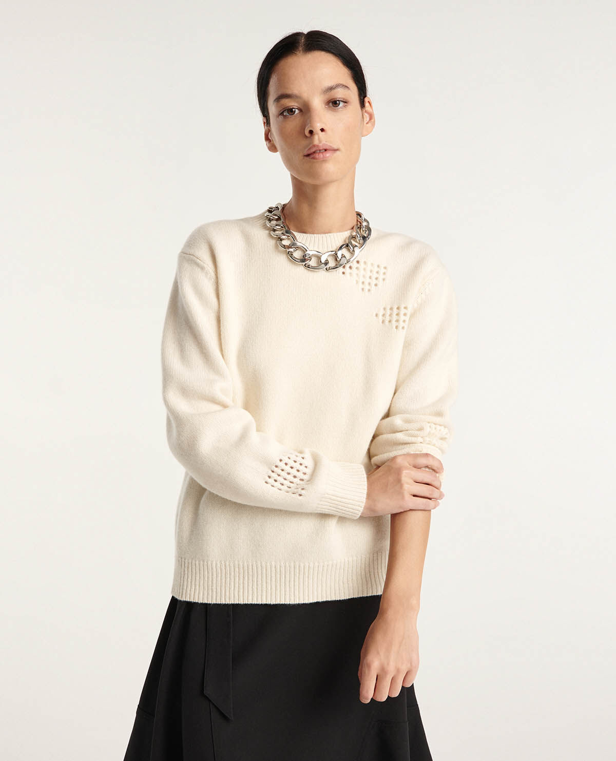 Wool skirt cream sweater shop