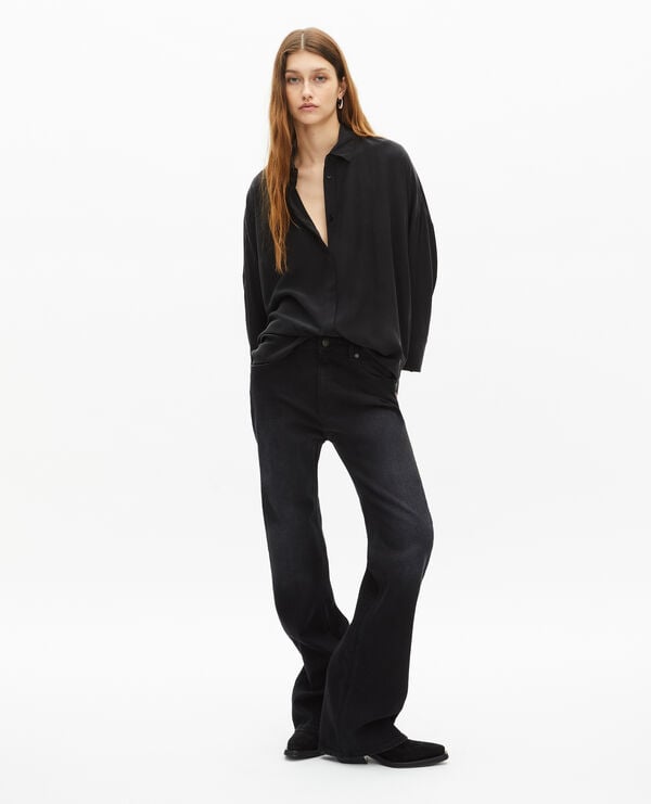 The Kooples WOMEN BLACK WASHED black flare jeans