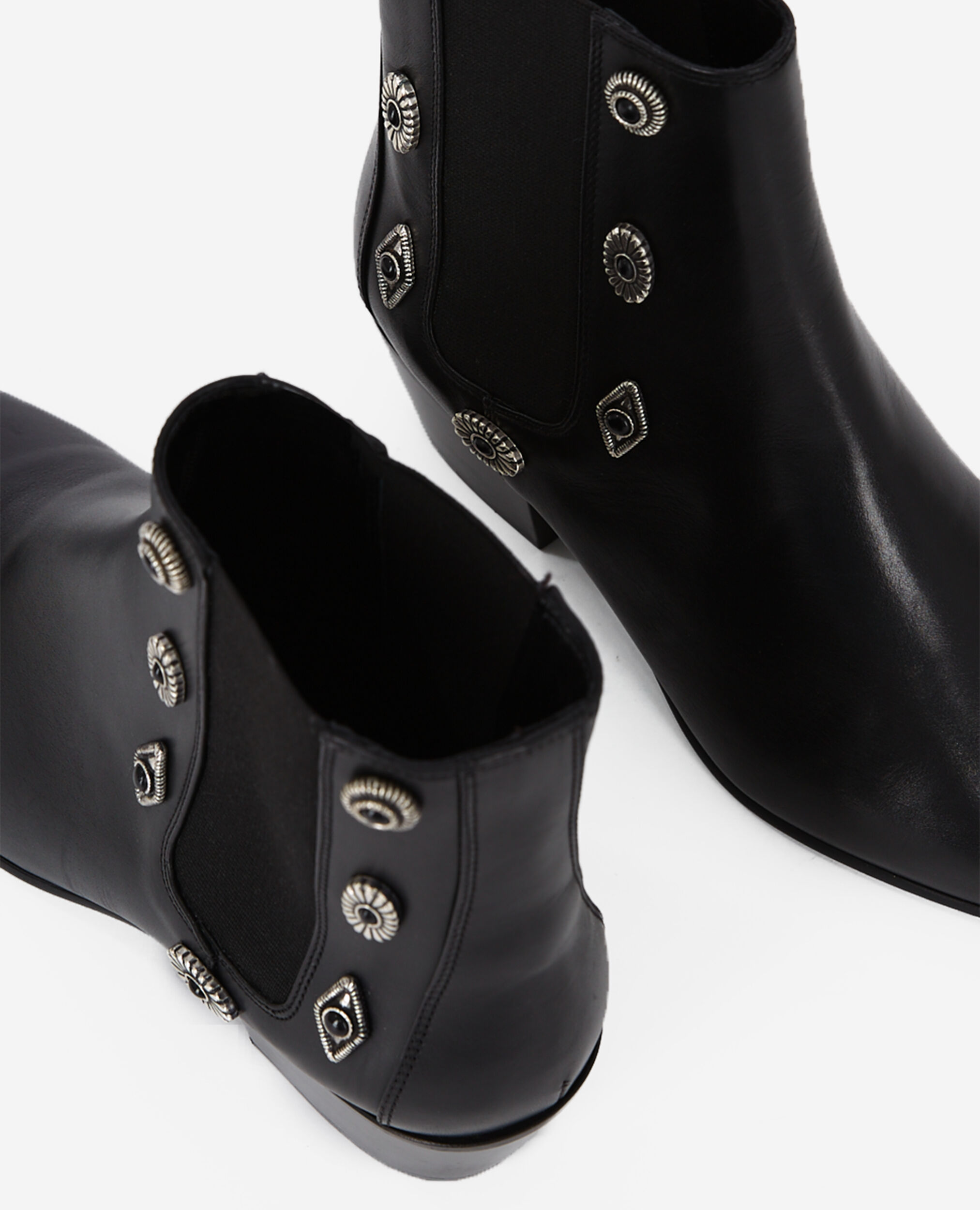 Black leather ankle boots, BLACK, hi-res image number null