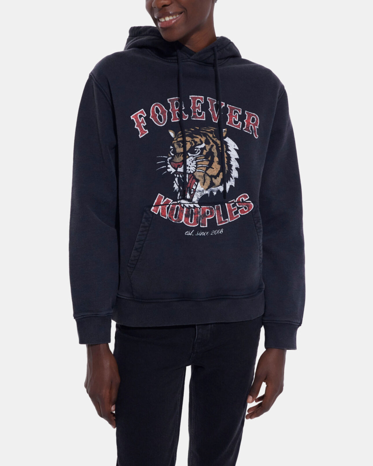 The Kooples WOMEN BLACK WASHED black sweatshirt with screen print