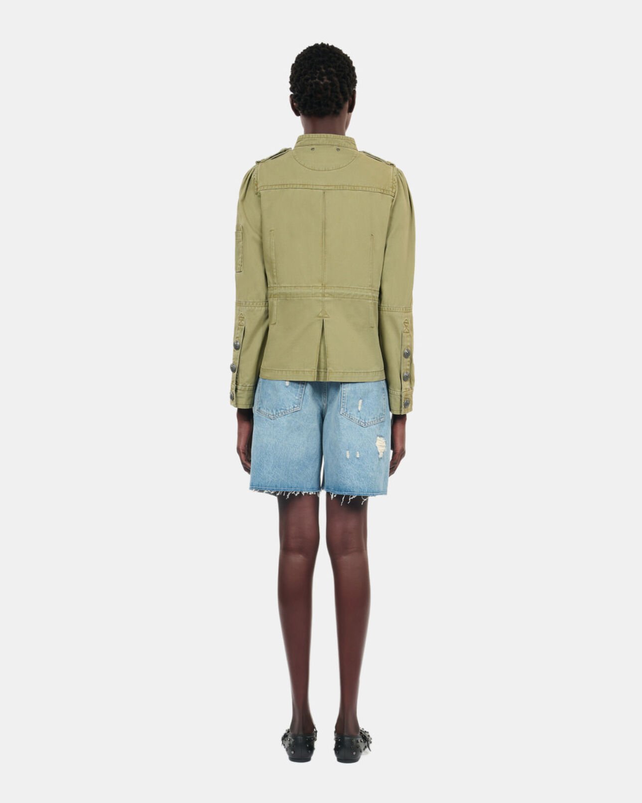 The Kooples WOMEN OLIVE NIGHT khaki officer style jacket
