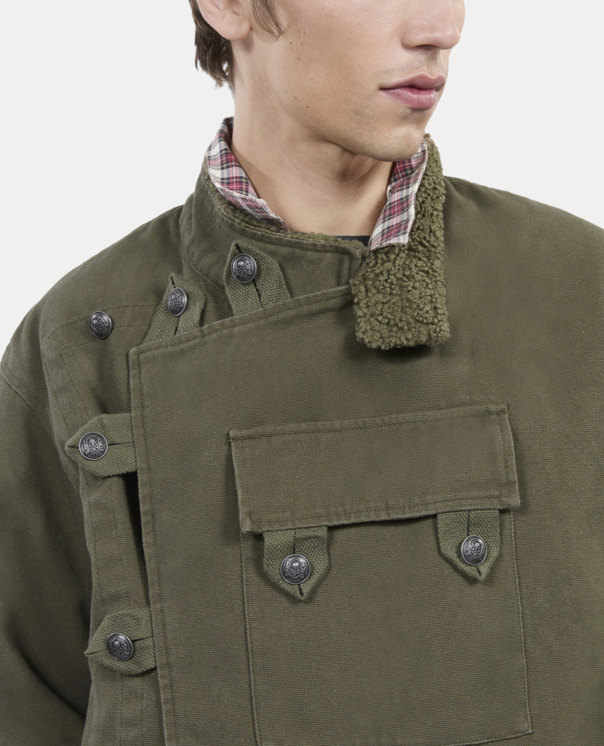 Khaki officer-style jacket, OLIVE NIGHT, hi-res image number null
