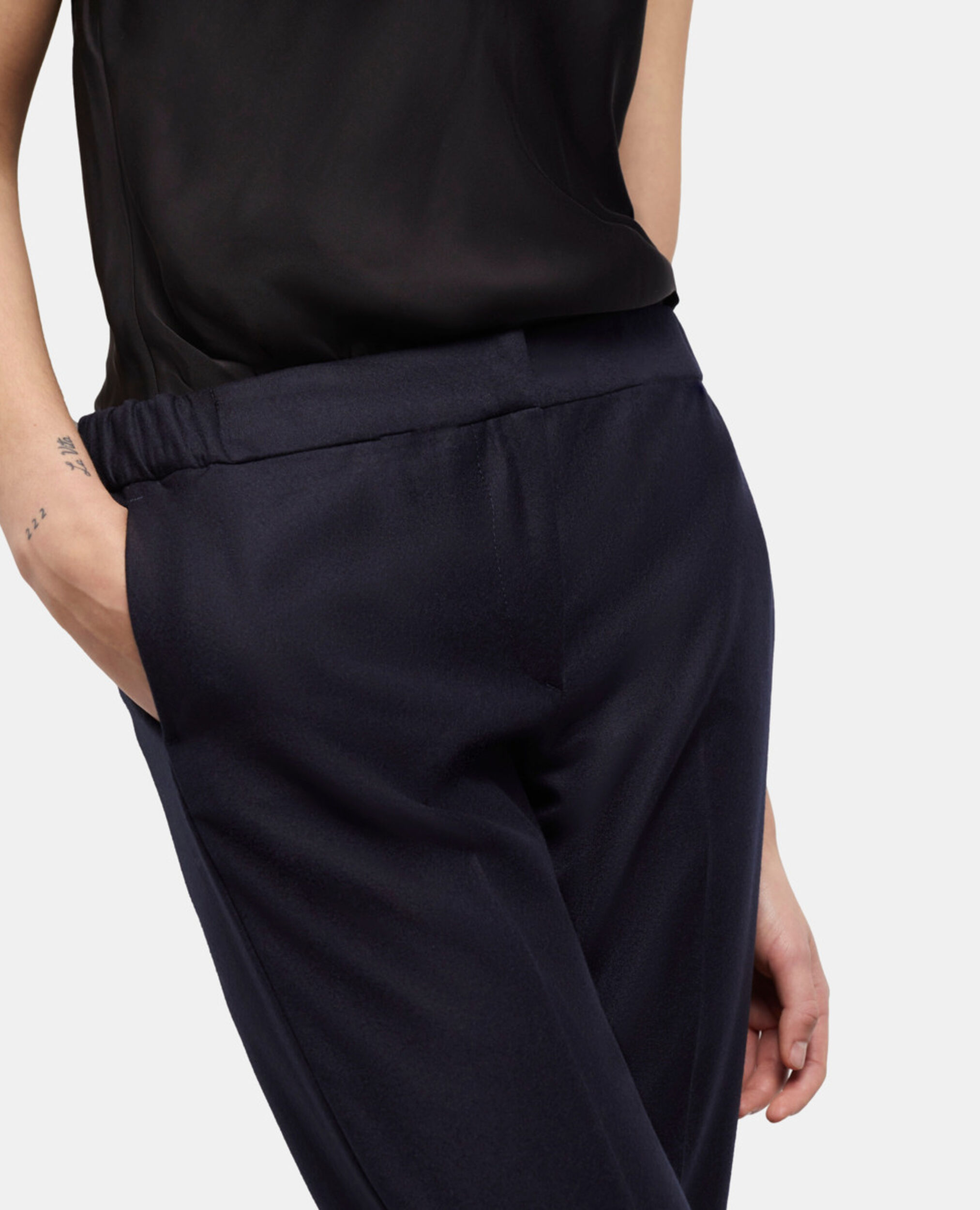Pantalon de costume en laine bleu, NAVY, hi-res image number null