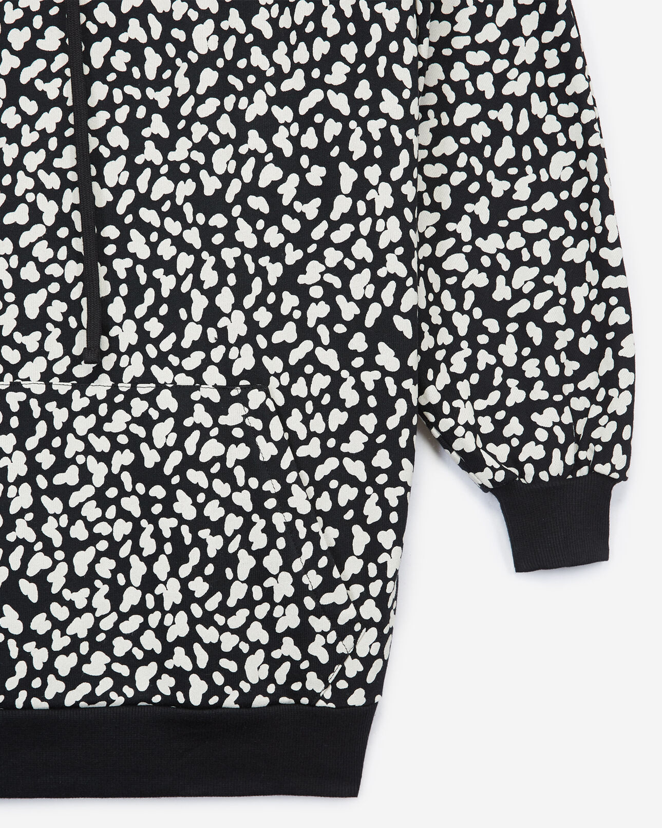 The Kooples WOMEN BLACK WHITE LEOPARD black patterned fleece sweatshirt