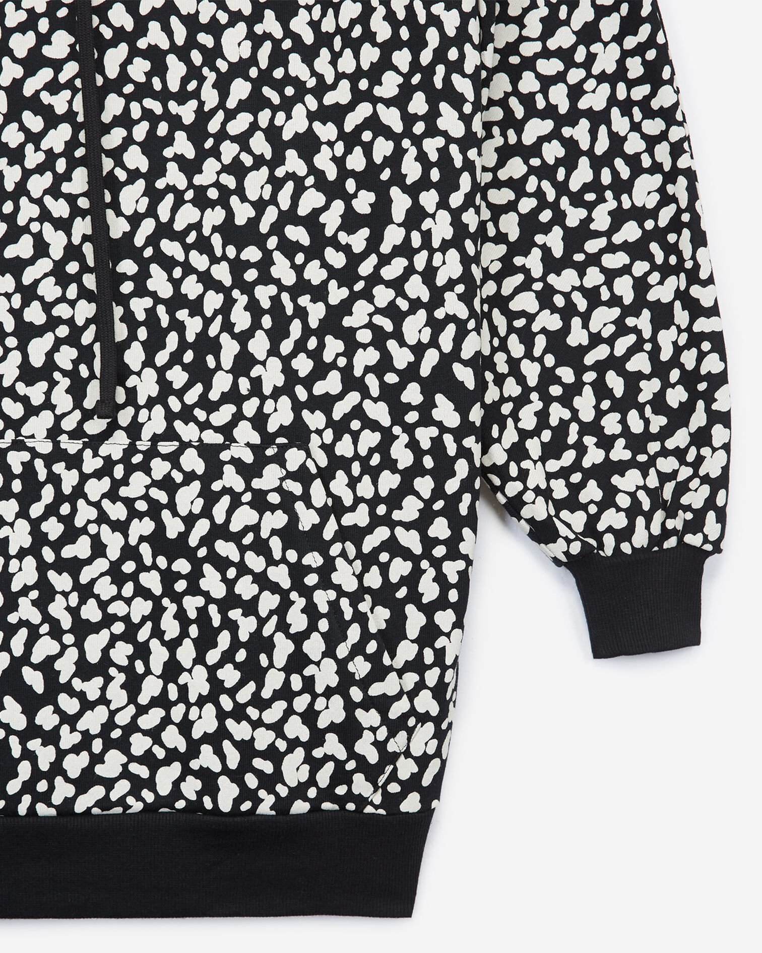 Black patterned fleece sweatshirt, BLACK WHITE LEOPARD, hi-res image number null