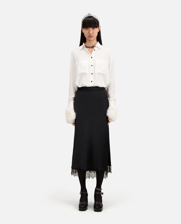 long black skirt with lace details