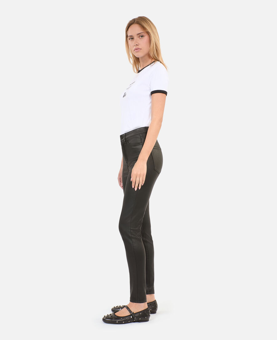 black leather-effect jeans