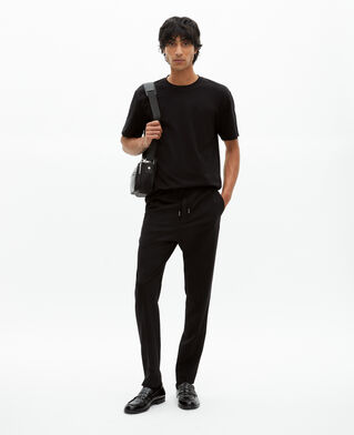The Kooples MEN BLACK unisex plain black straight t-shirt