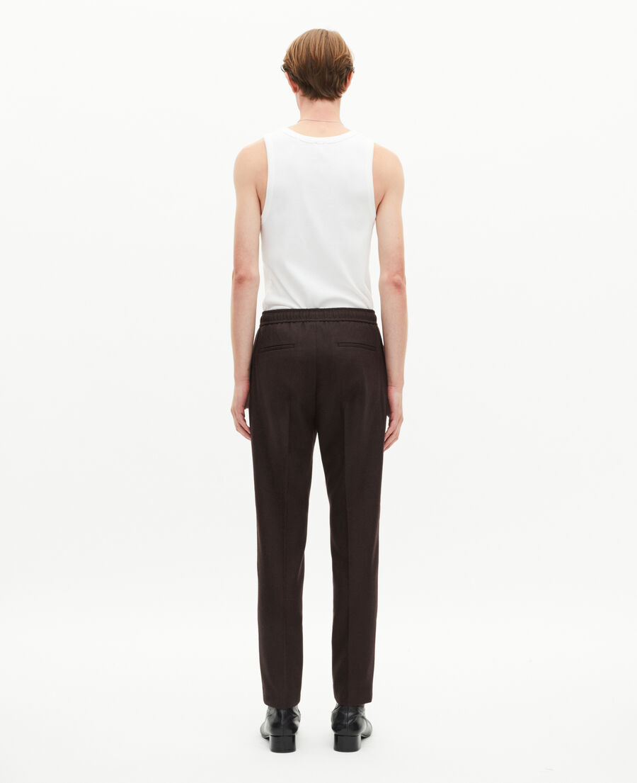 The Kooples HOMME BROWN pantalon droit en laine marron