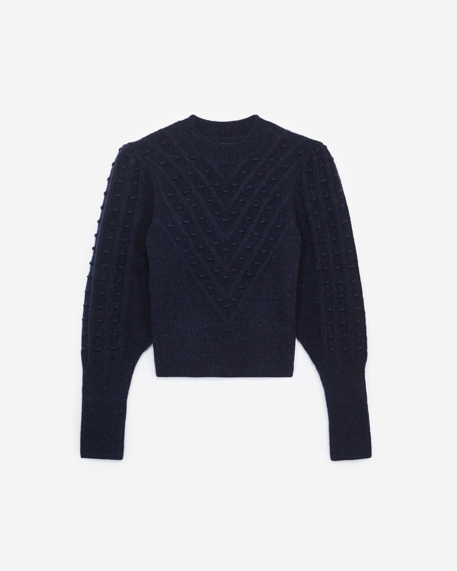 Blue wool blend sweater with crew neck, NAVY, hi-res image number null
