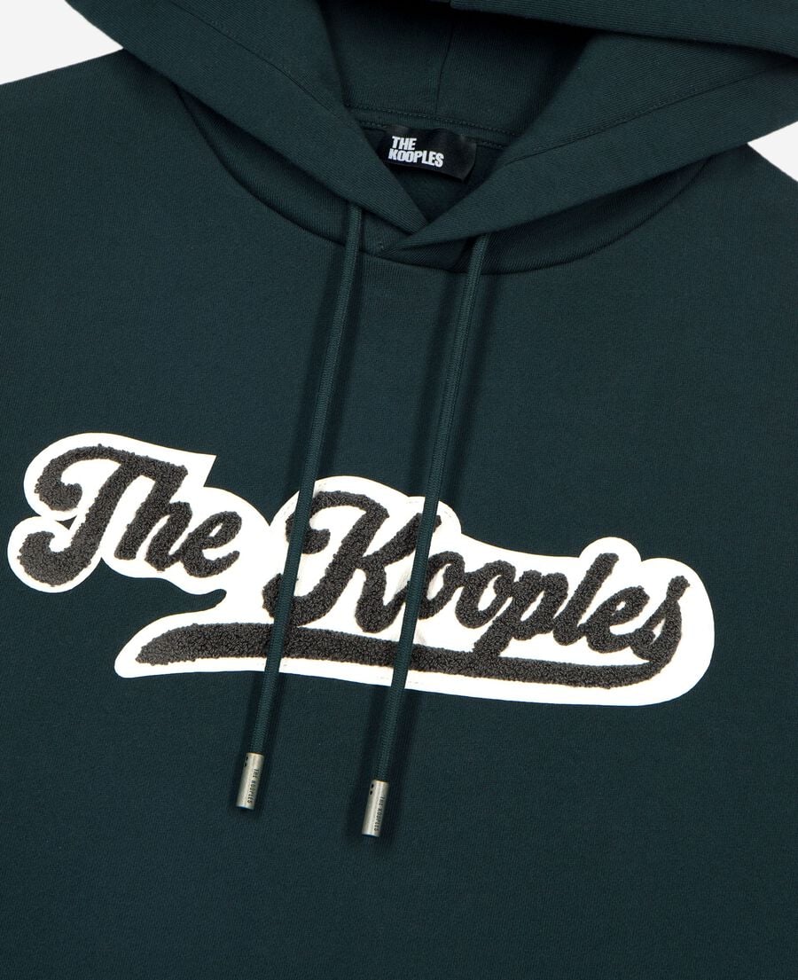 The Kooples HERREN BOTTLE GREEN kapuzen-sweatshirt mit dunkelgr&uuml;nem aufn&auml;her