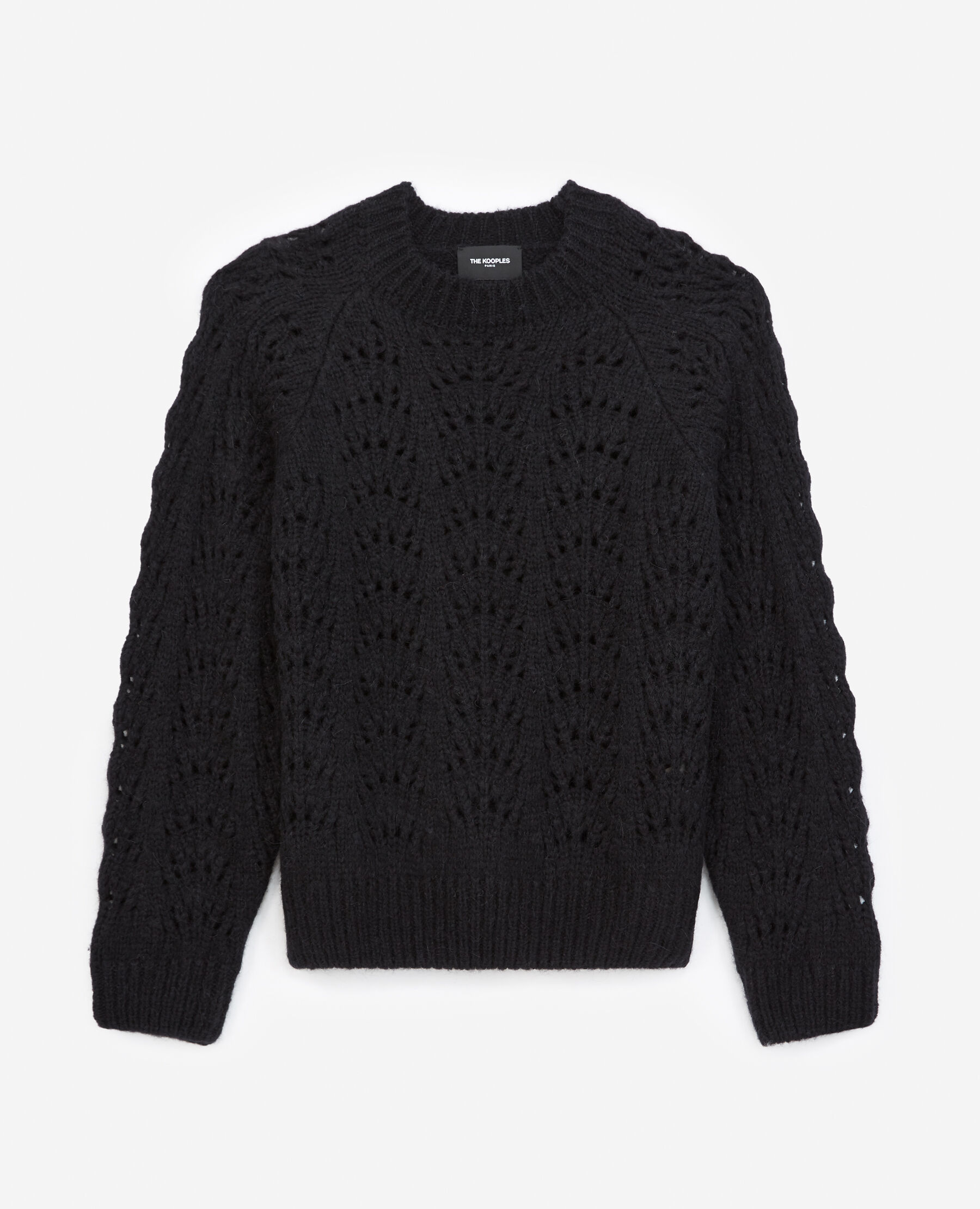 Knit black sweater with puffed sleeves