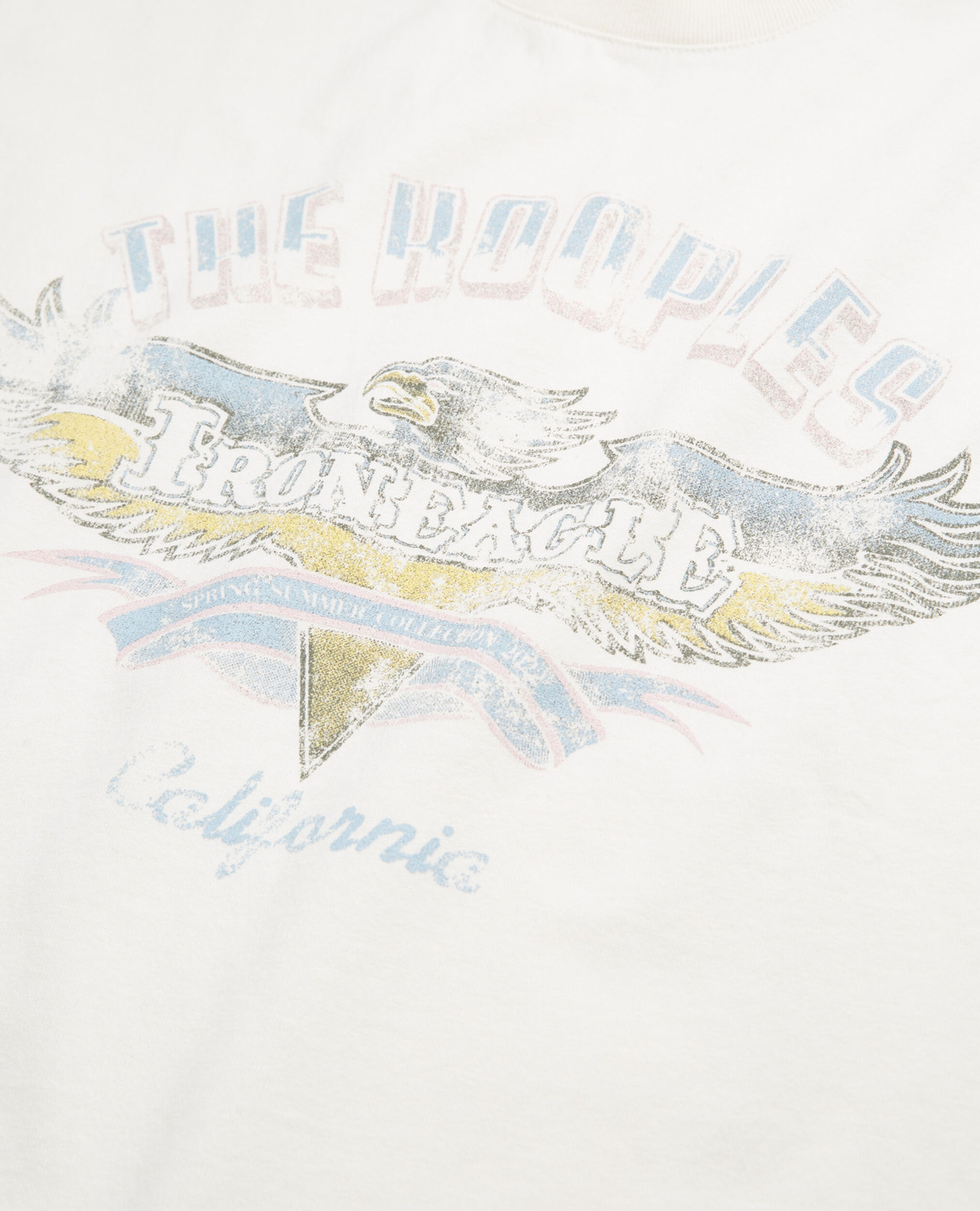 Ecru cotton T-shirt with eagle print, ECRU, hi-res image number null