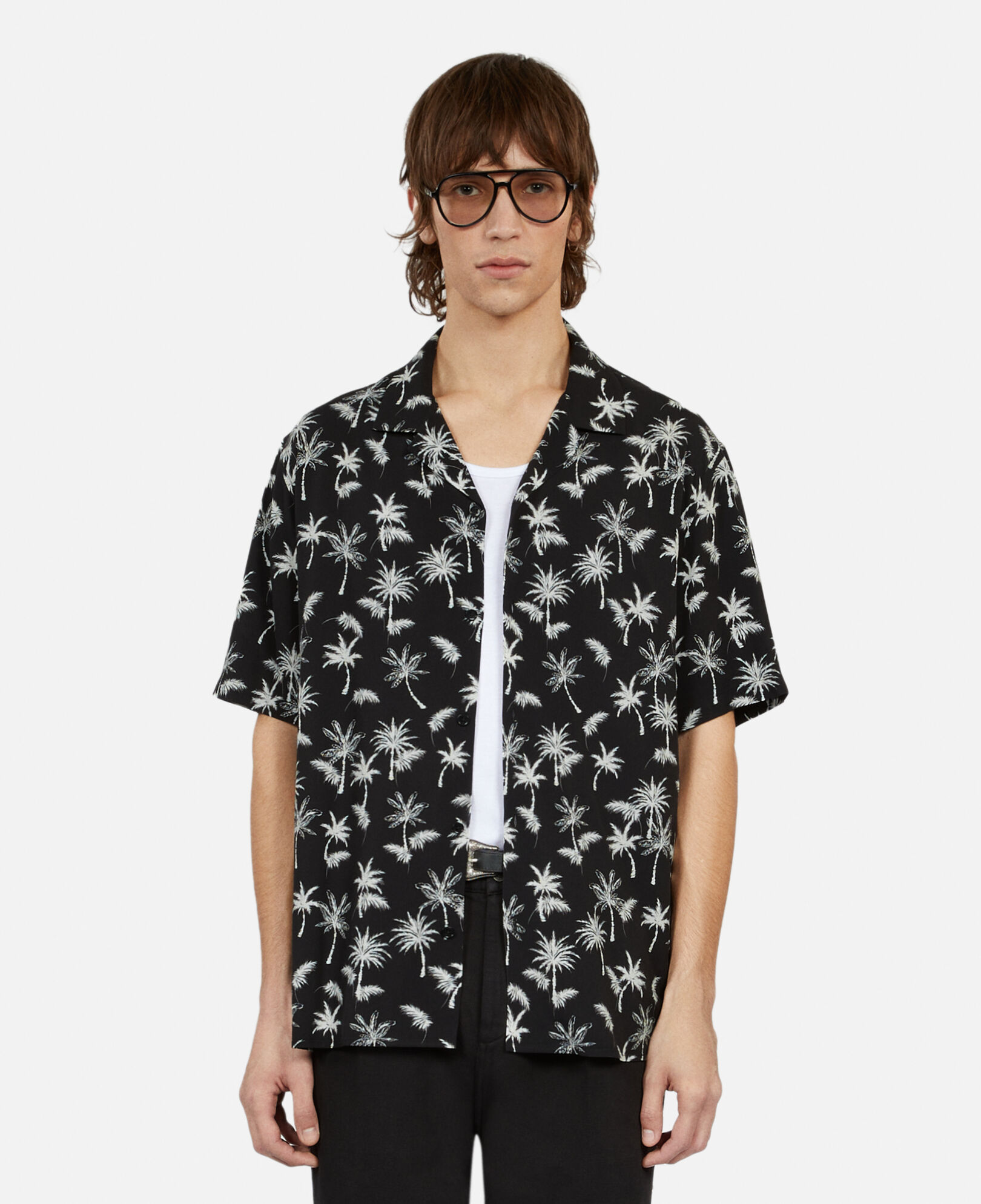 thin black leather belt