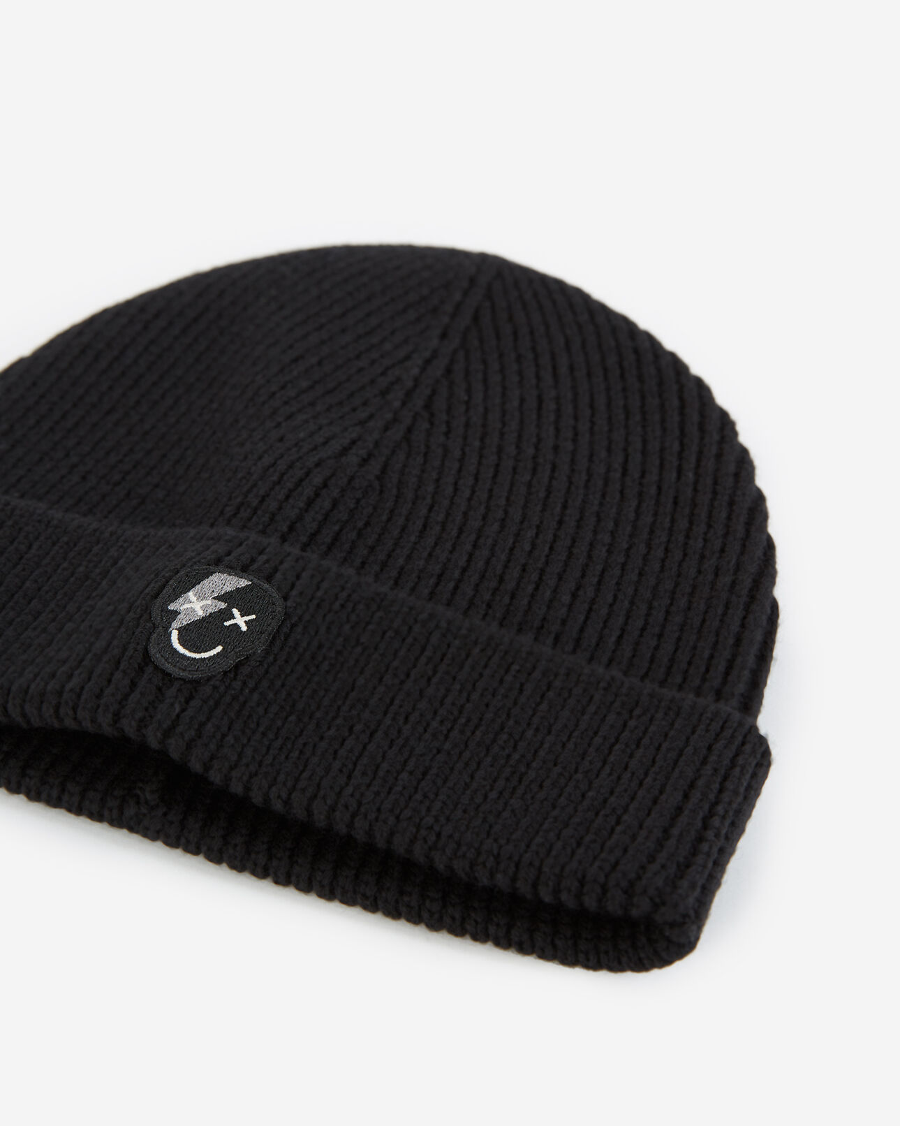 The Kooples MEN BLACK black wool beanie with skull badge