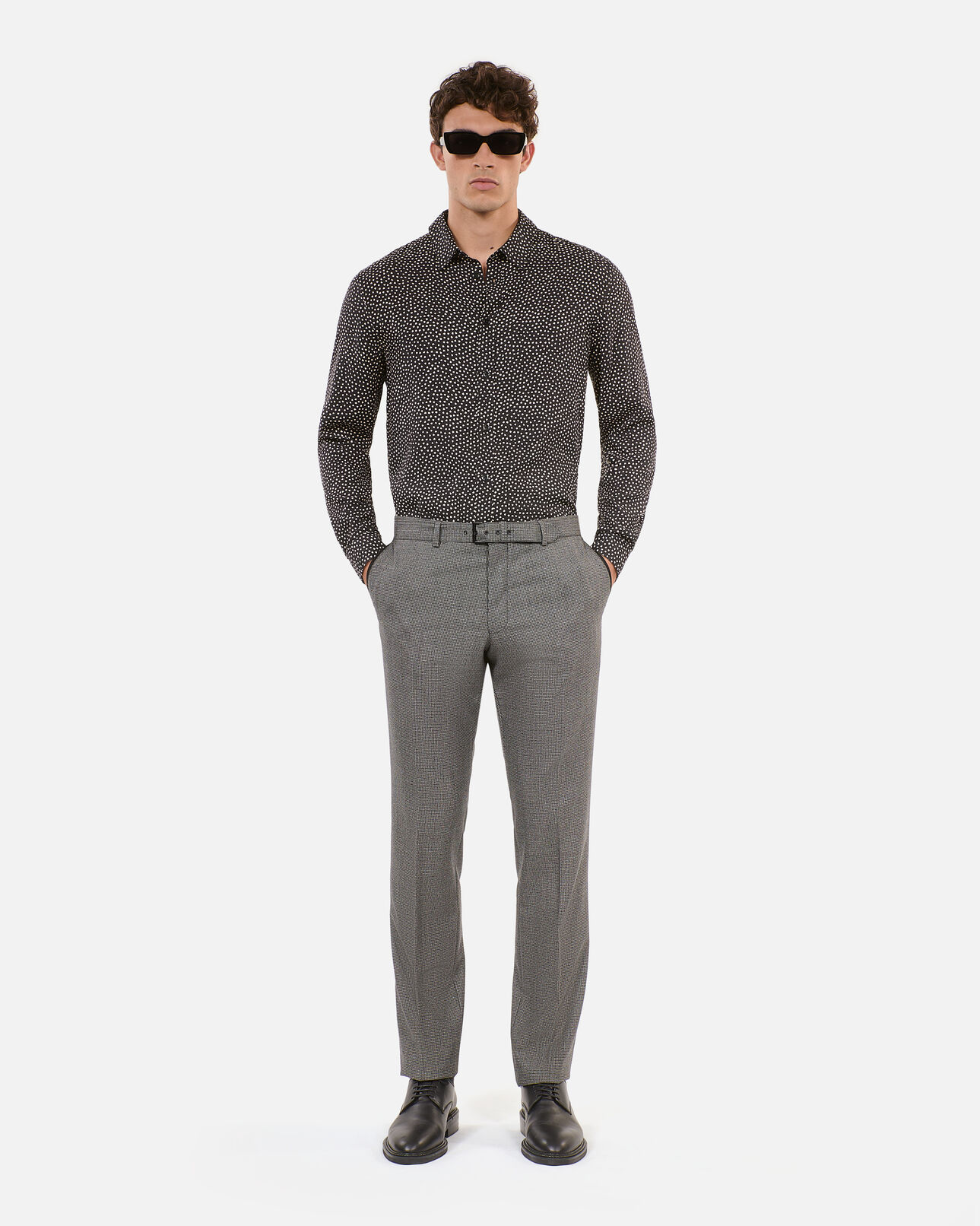 The Kooples HOMME BLACK WHITE chemise imprimé cœurs noir et blanc