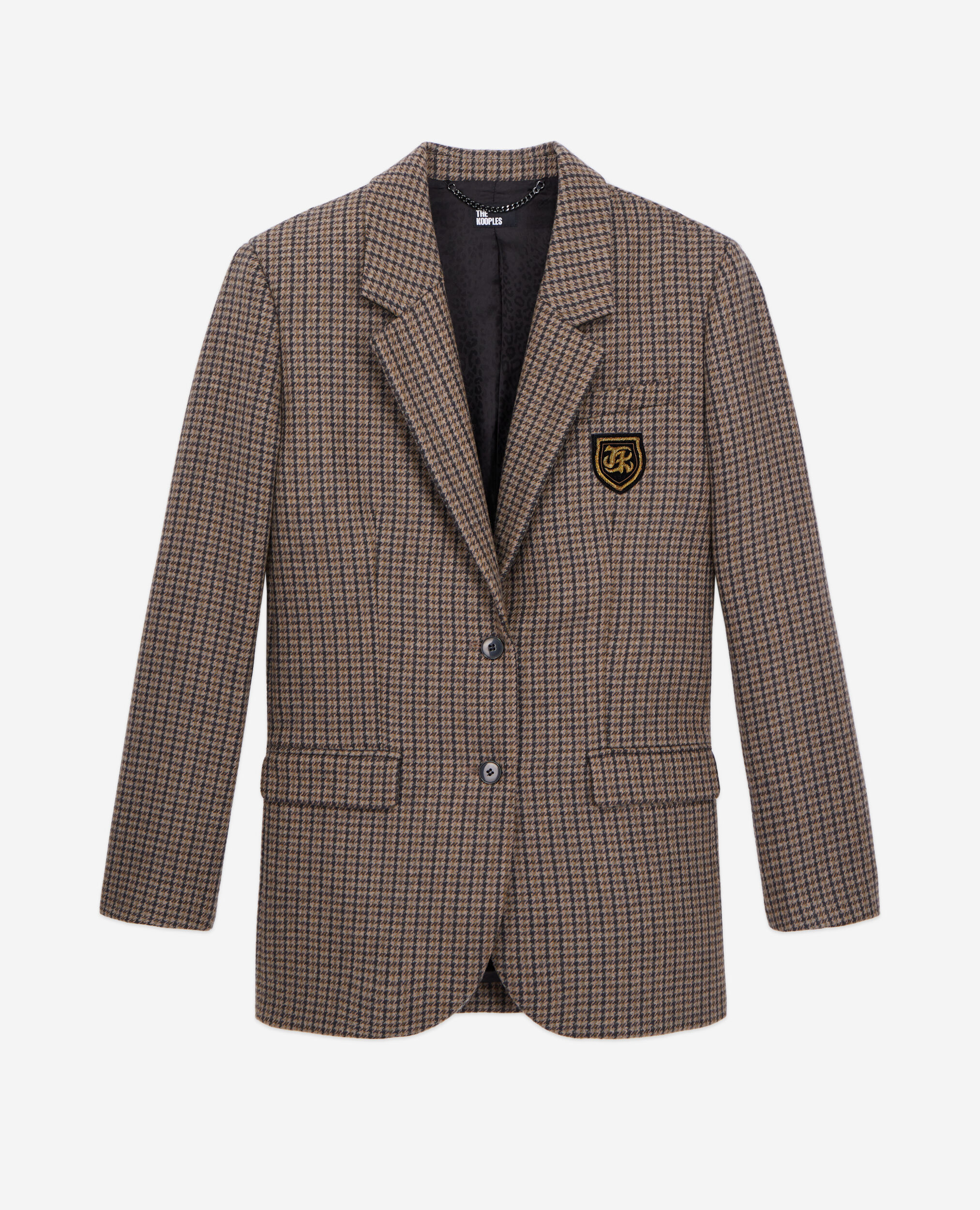 Brown checkered blazer, BEIGE-BROWN, hi-res image number null