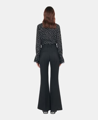 The Kooples FEMME BLACK pantalon tailleur en laine m&eacute;lang&eacute;e noir