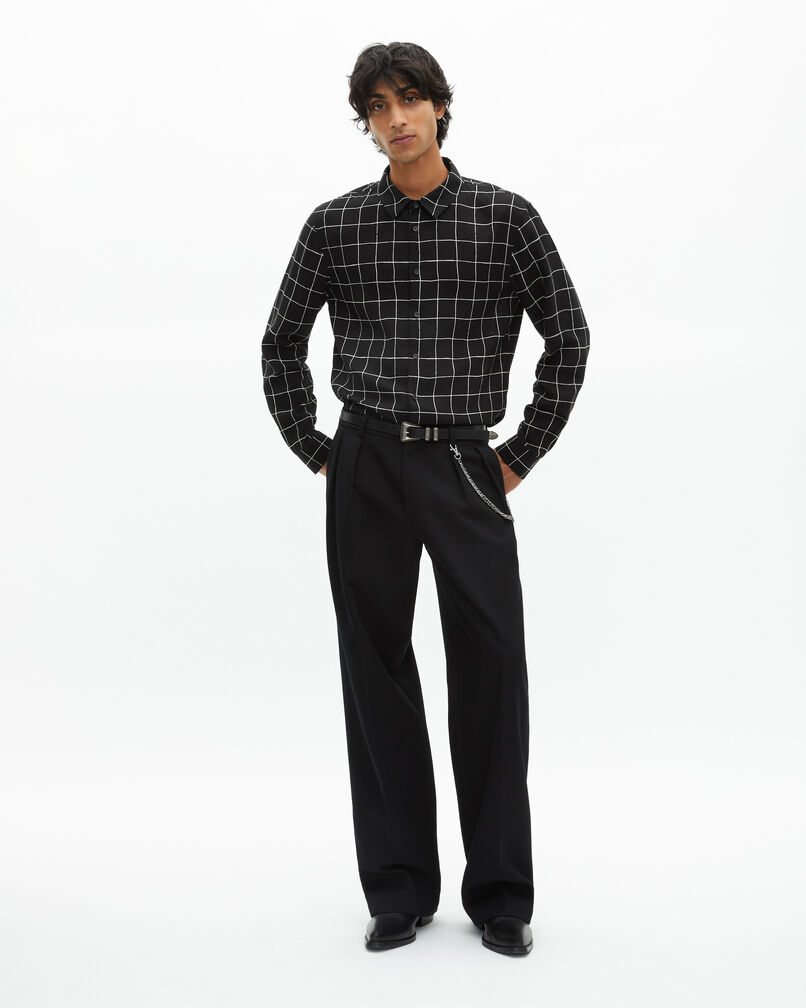 The Kooples MEN BLACK WHITE black plaid shirt