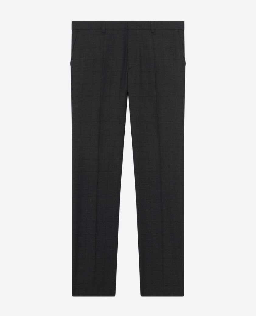 The Kooples HOMME BLACK pantalon de costume ajust&eacute; &agrave; carreaux en laine noir