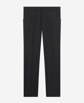 The Kooples HOMME BLACK pantalon de costume ajust&eacute; &agrave; carreaux en laine noir