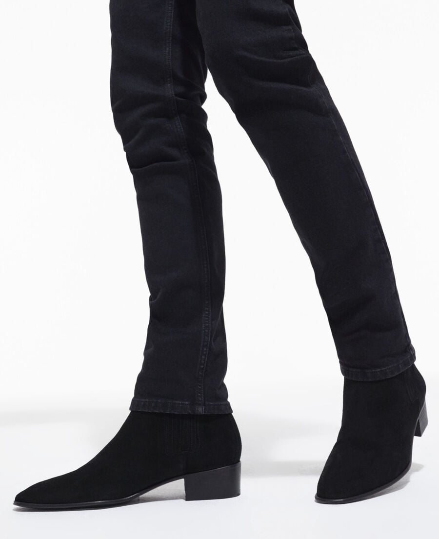 The Kooples HOMME BLACK boots en cuir suédé noires